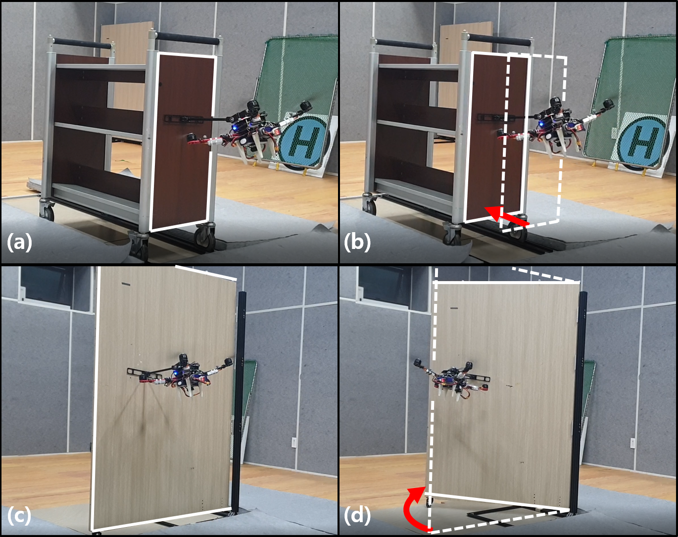 Aerial manipulator pushing a movable structure using a DOB-based robust controller