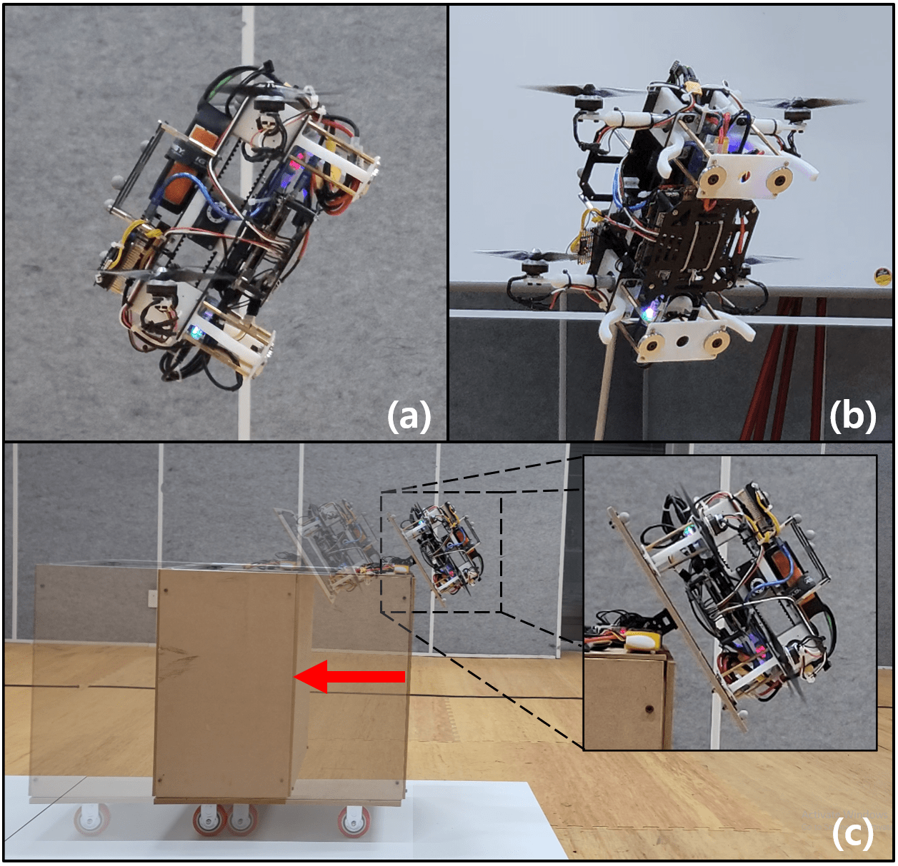 Minimally actuated tiltrotor for perching and normal force exertion